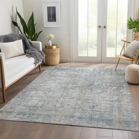 Linen And Ivory Abstract Washable Indoor Outdoor Area Rug Photo 6