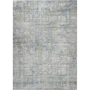 Photo of Linen And Ivory Abstract Washable Indoor Outdoor Area Rug