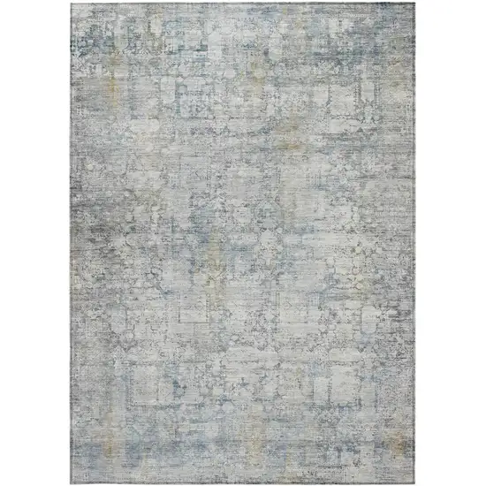 Linen And Ivory Abstract Washable Indoor Outdoor Area Rug Photo 1