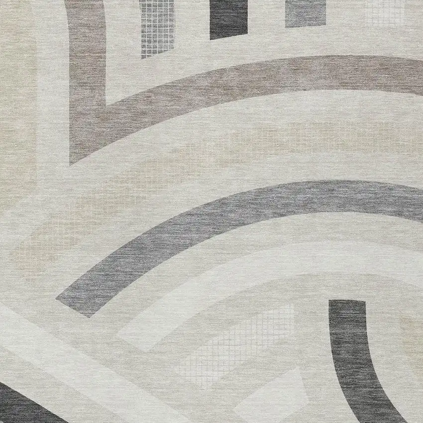 Linen And Ivory Abstract Washable Indoor Outdoor Area Rug Photo 2