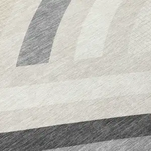 Photo of Linen And Ivory Abstract Washable Indoor Outdoor Area Rug