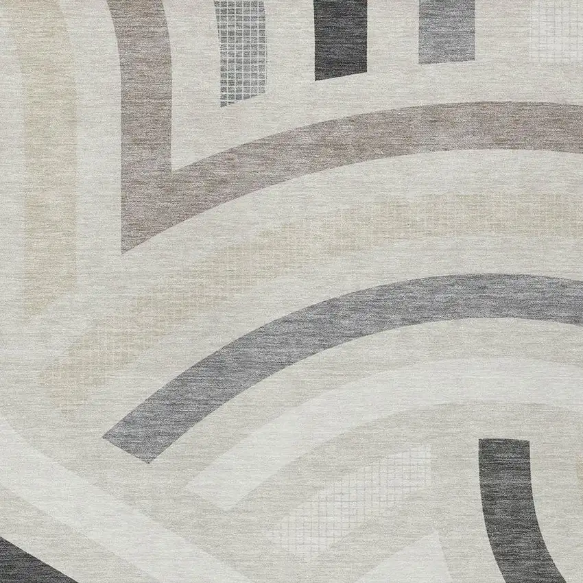 Linen And Ivory Abstract Washable Indoor Outdoor Area Rug Photo 2
