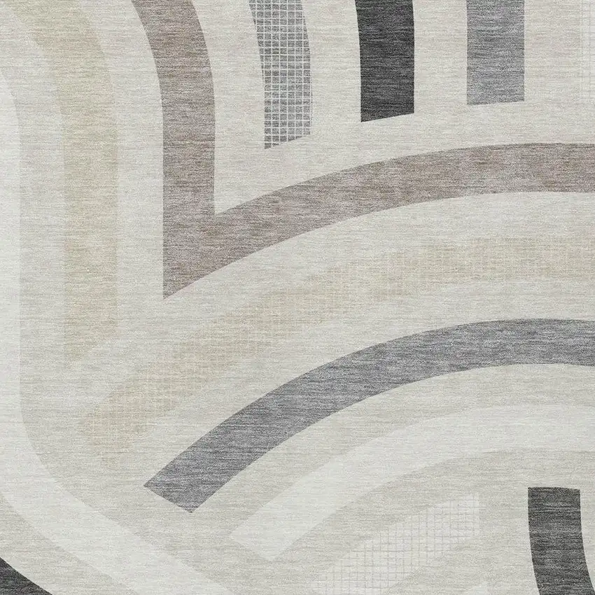 Linen And Ivory Abstract Washable Indoor Outdoor Area Rug Photo 2