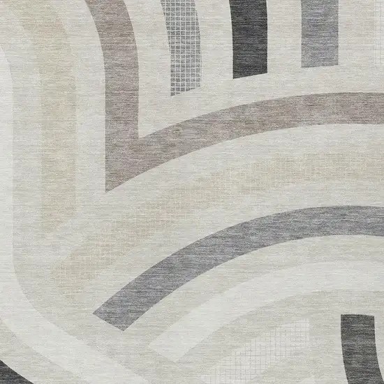 Linen And Ivory Abstract Washable Indoor Outdoor Area Rug Photo 2