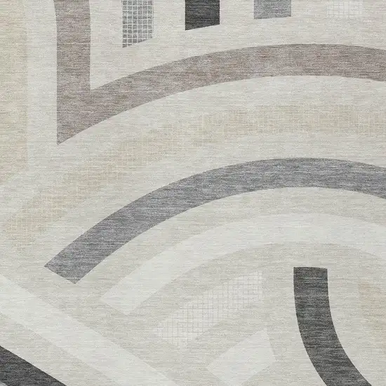 Linen And Ivory Abstract Washable Indoor Outdoor Area Rug Photo 2