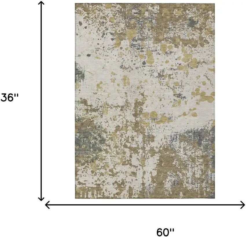 Linen And Ivory Abstract Washable Indoor Outdoor Area Rug Photo 8