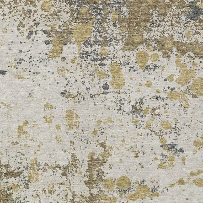 Linen And Ivory Abstract Washable Indoor Outdoor Area Rug Photo 5