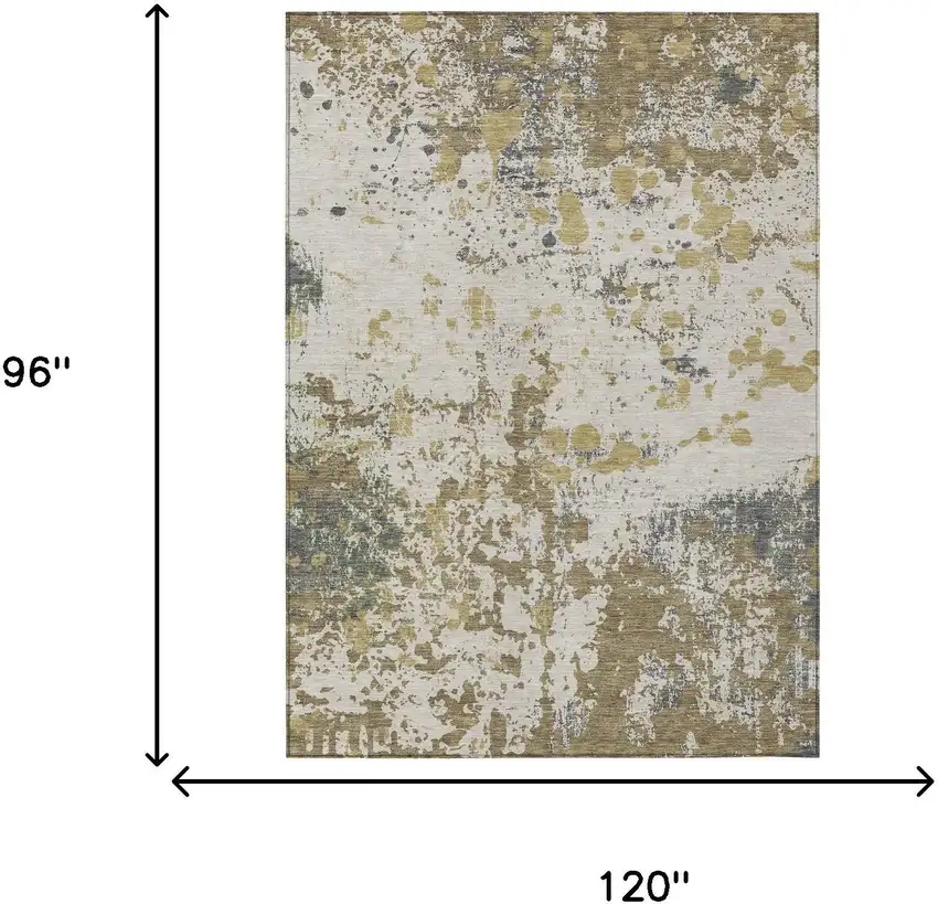 Linen And Ivory Abstract Washable Indoor Outdoor Area Rug Photo 9