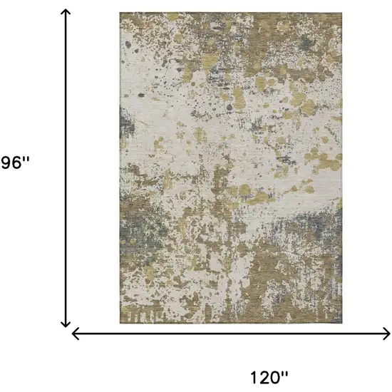 Linen And Ivory Abstract Washable Indoor Outdoor Area Rug Photo 9