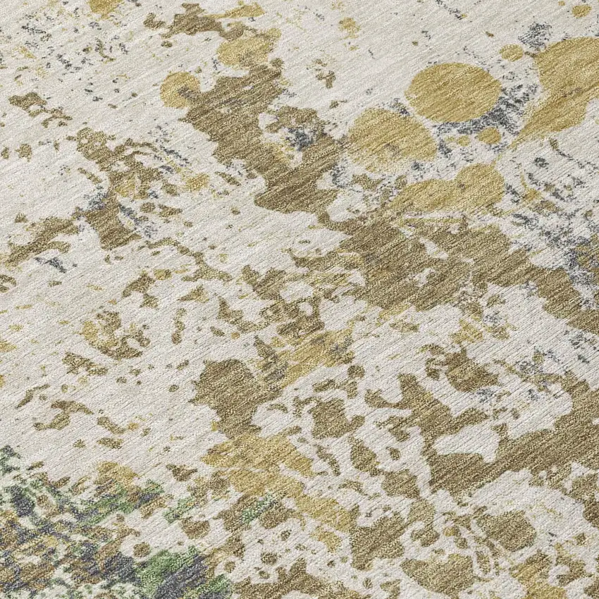 Linen And Ivory Abstract Washable Indoor Outdoor Area Rug Photo 8