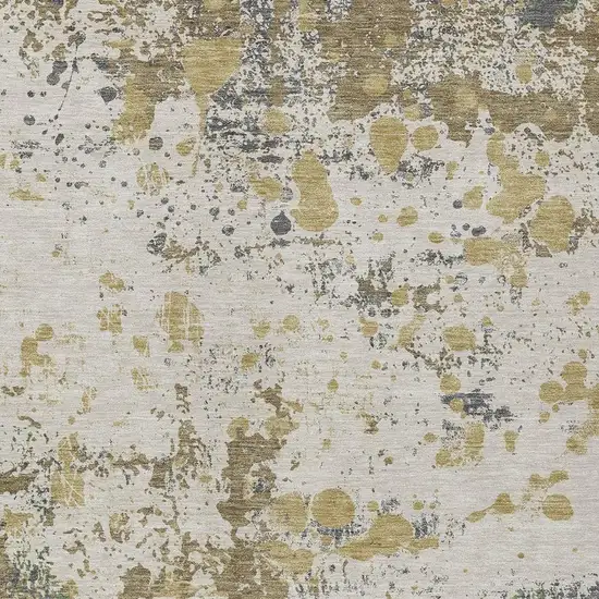 Linen And Ivory Abstract Washable Indoor Outdoor Area Rug Photo 3