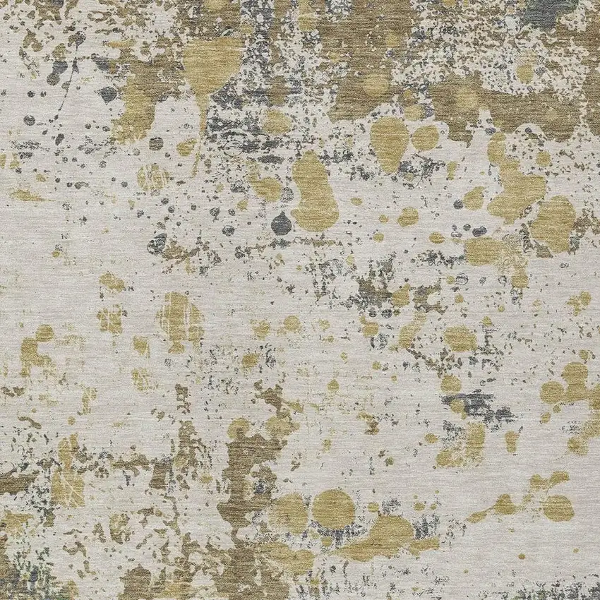 Linen And Ivory Abstract Washable Indoor Outdoor Area Rug Photo 3