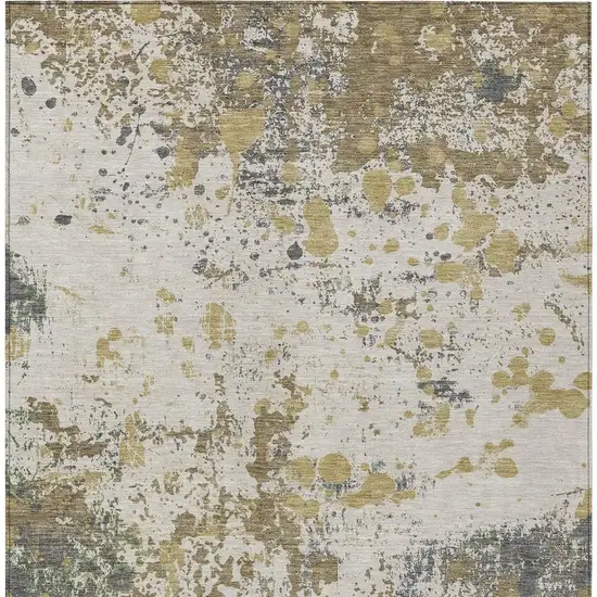Linen And Ivory Abstract Washable Indoor Outdoor Area Rug Photo 6