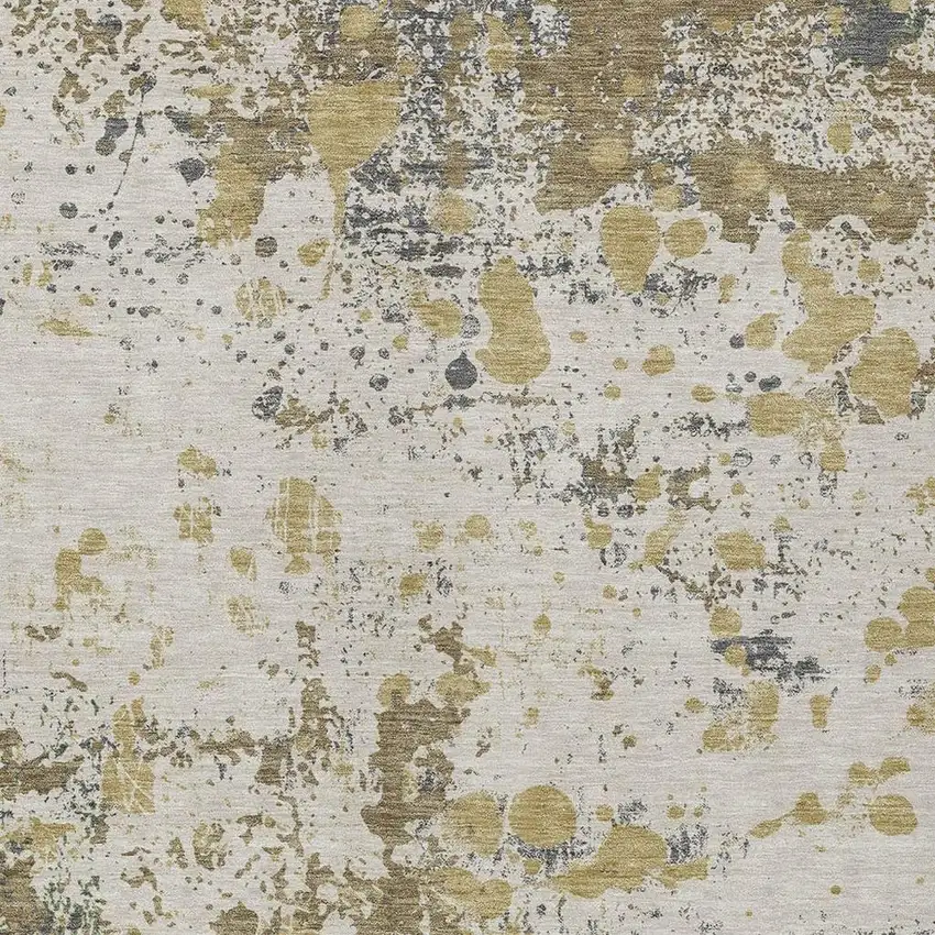 Linen And Ivory Abstract Washable Indoor Outdoor Area Rug Photo 3