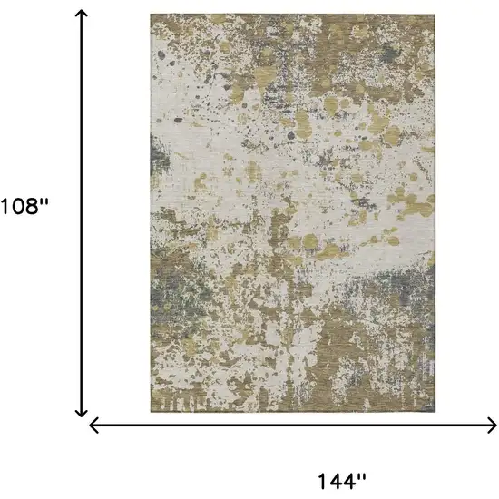 Linen And Ivory Abstract Washable Indoor Outdoor Area Rug Photo 9