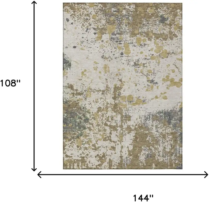 Linen And Ivory Abstract Washable Indoor Outdoor Area Rug Photo 9