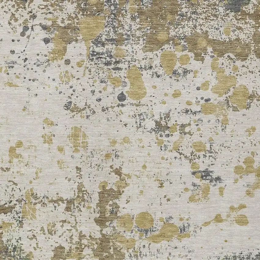 Linen And Ivory Abstract Washable Indoor Outdoor Area Rug Photo 5