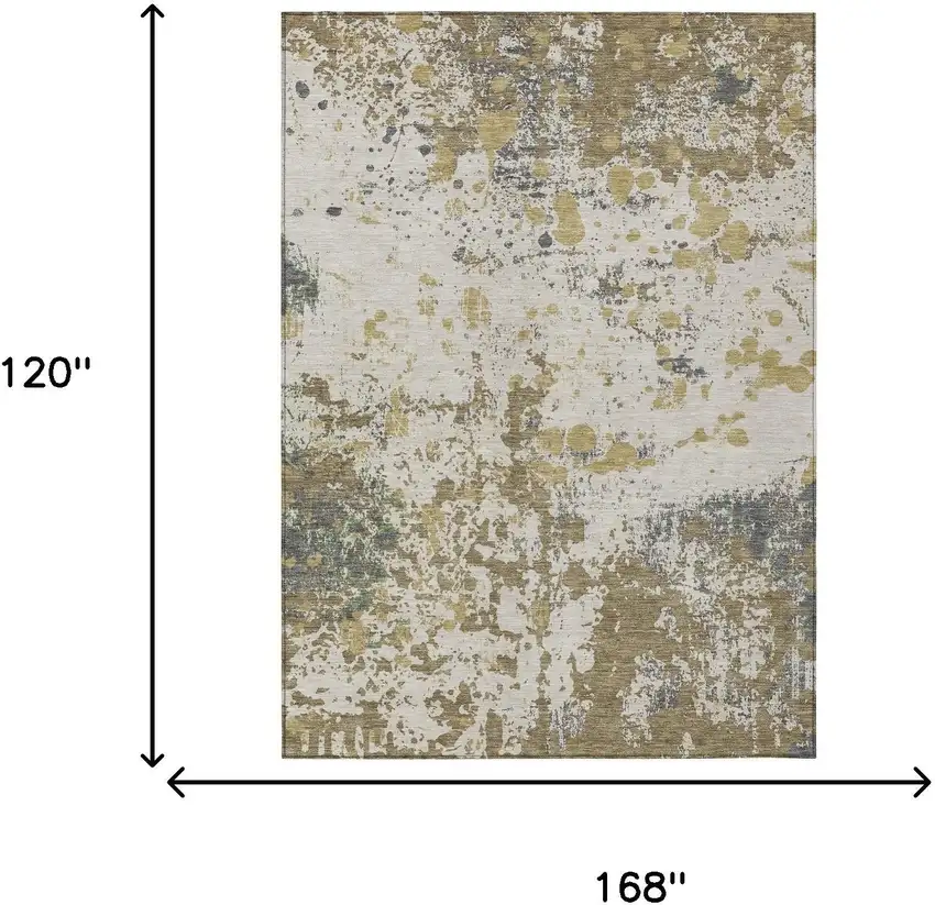 Linen And Ivory Abstract Washable Indoor Outdoor Area Rug Photo 9