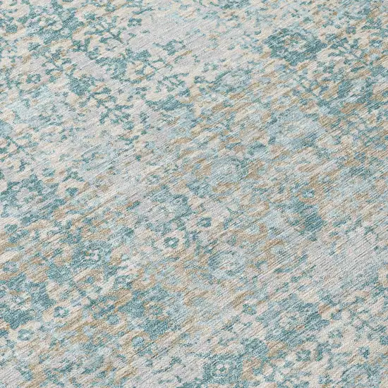 Linen And Ivory Abstract Washable Indoor Outdoor Area Rug Photo 5