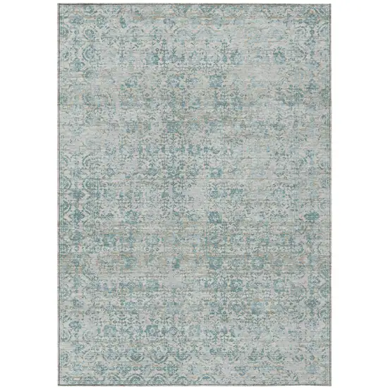 Linen And Ivory Abstract Washable Indoor Outdoor Area Rug Photo 1