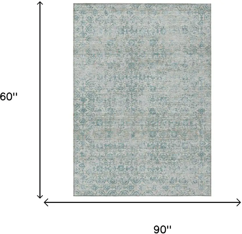 Linen And Ivory Abstract Washable Indoor Outdoor Area Rug Photo 6