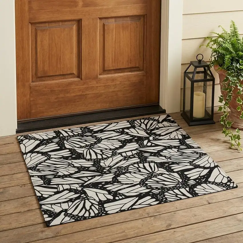 Linen And Ivory Animal Print Washable Indoor Outdoor Area Rug Photo 1