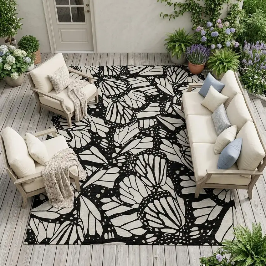Linen And Ivory Animal Print Washable Indoor Outdoor Area Rug Photo 1