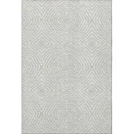 Linen And Ivory Geometric Washable Area Rug With UV Protection Photo 4