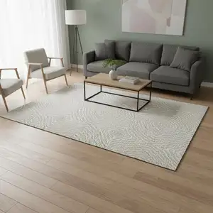 Photo of Linen And Ivory Geometric Washable Area Rug With UV Protection