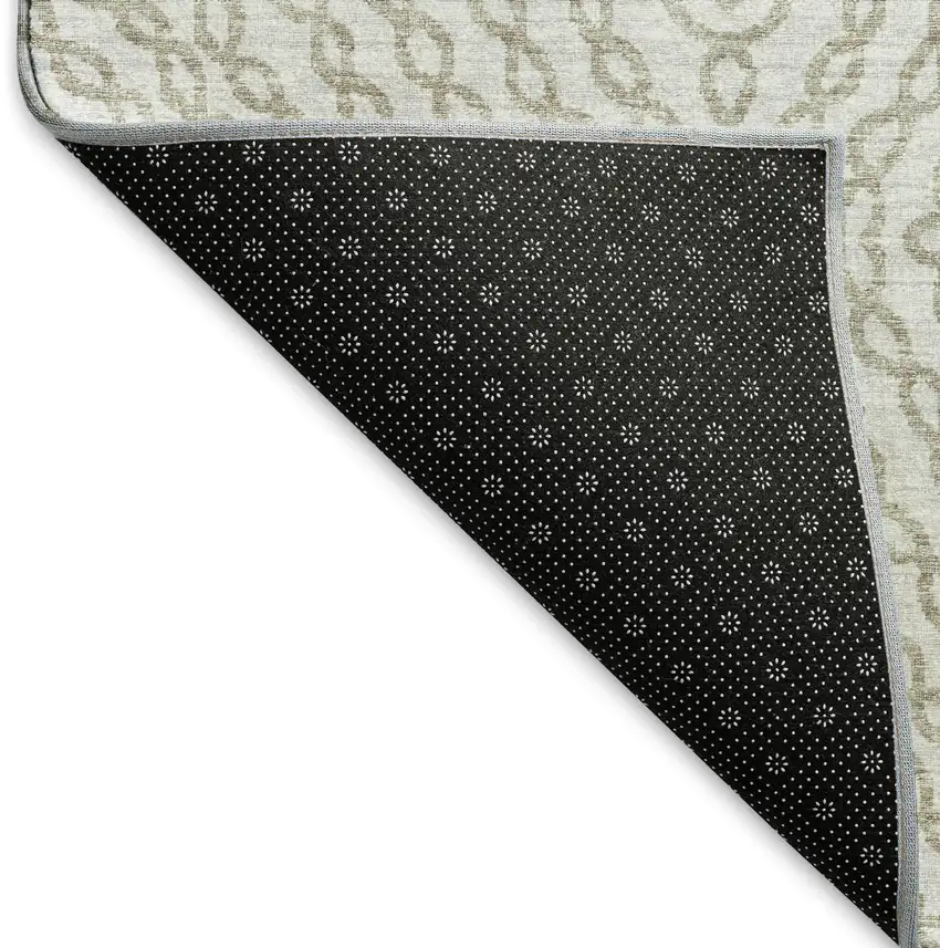 Linen And Ivory Geometric Washable Area Rug With UV Protection Photo 4
