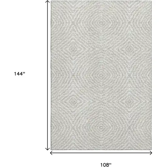 Linen And Ivory Geometric Washable Area Rug With UV Protection Photo 3