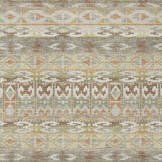 Linen And Ivory Geometric Washable Indoor Outdoor Area Rug Photo 2