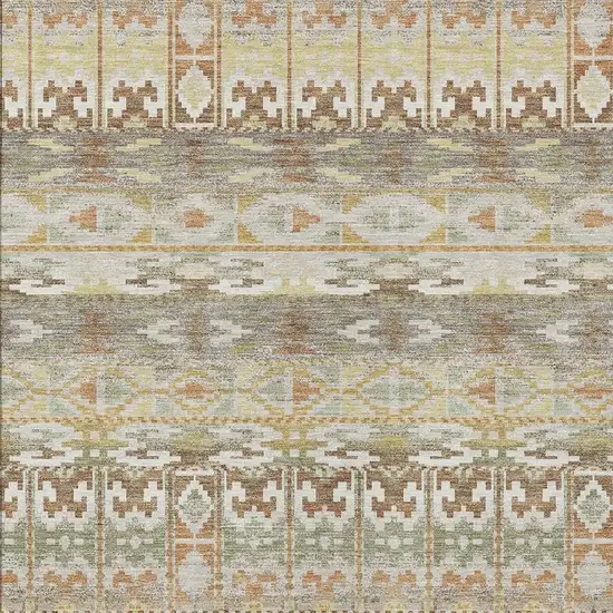 Linen And Ivory Geometric Washable Indoor Outdoor Area Rug Photo 2