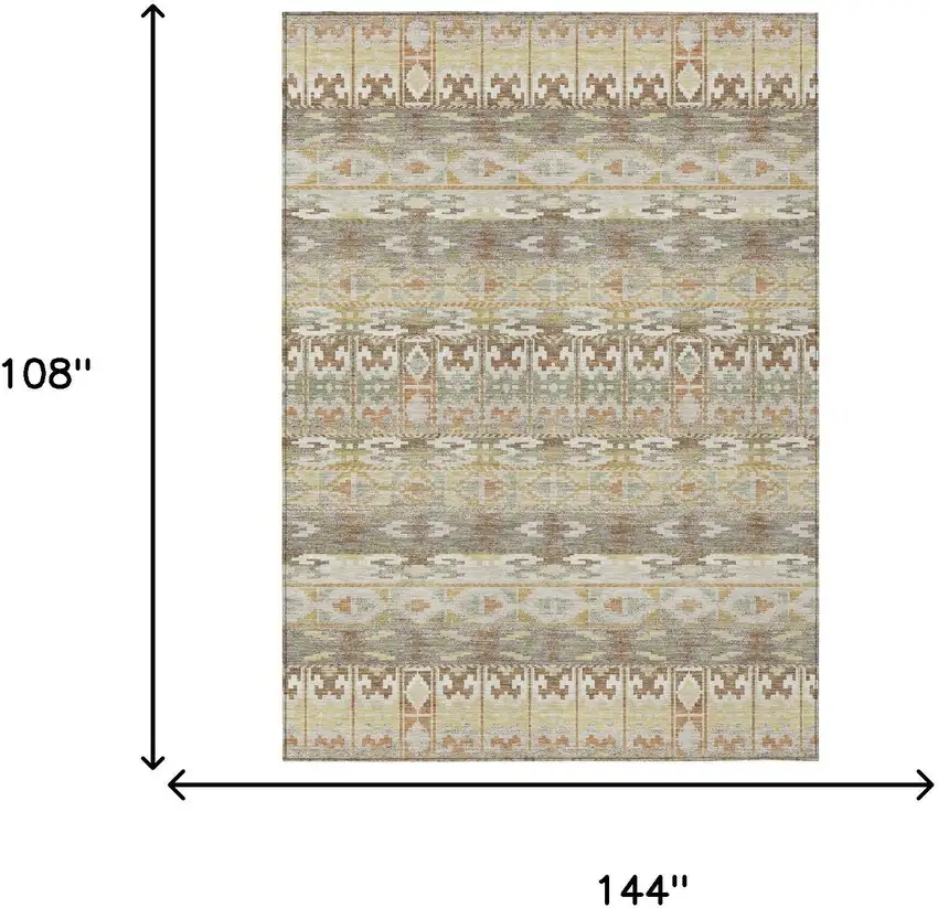 Linen And Ivory Geometric Washable Indoor Outdoor Area Rug Photo 6