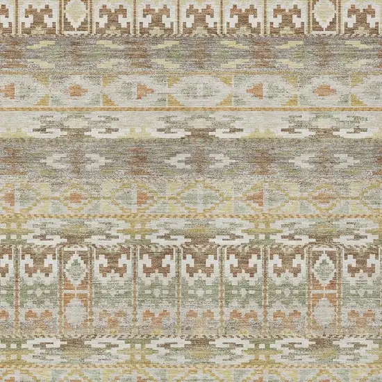 Linen And Ivory Geometric Washable Indoor Outdoor Area Rug Photo 2