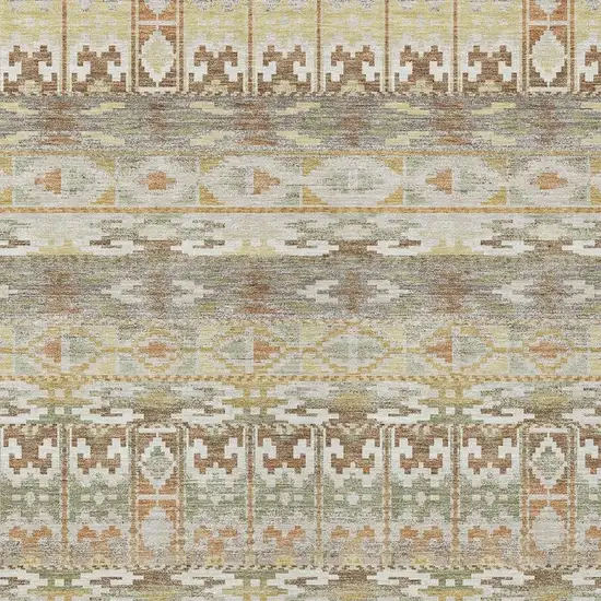 Linen And Ivory Geometric Washable Indoor Outdoor Area Rug Photo 2