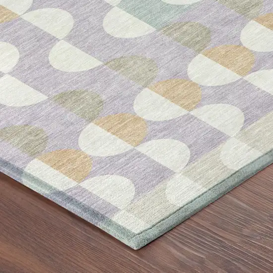 Linen And Ivory Geometric Washable Indoor Outdoor Area Rug Photo 3