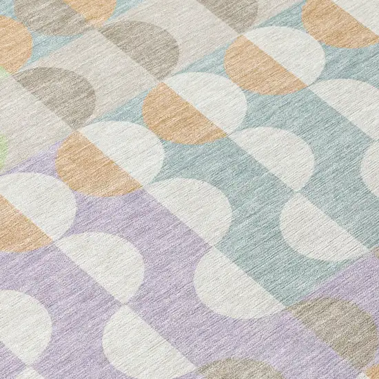 Linen And Ivory Geometric Washable Indoor Outdoor Area Rug Photo 4