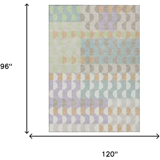 Linen And Ivory Geometric Washable Indoor Outdoor Area Rug Photo 5
