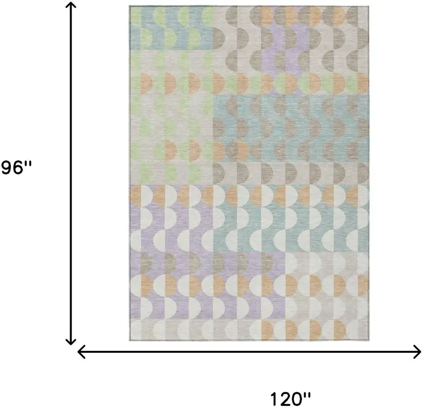 Linen And Ivory Geometric Washable Indoor Outdoor Area Rug Photo 5