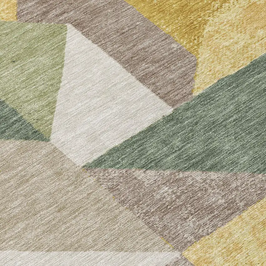 Linen And Ivory Geometric Washable Indoor Outdoor Area Rug Photo 5
