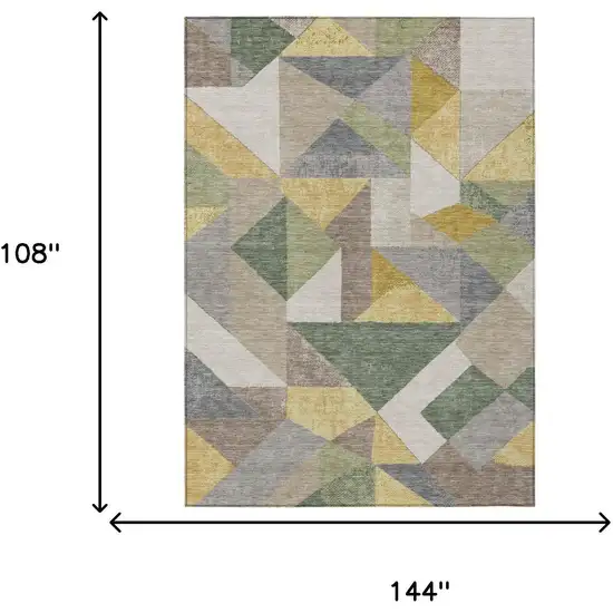 Linen And Ivory Geometric Washable Indoor Outdoor Area Rug Photo 6