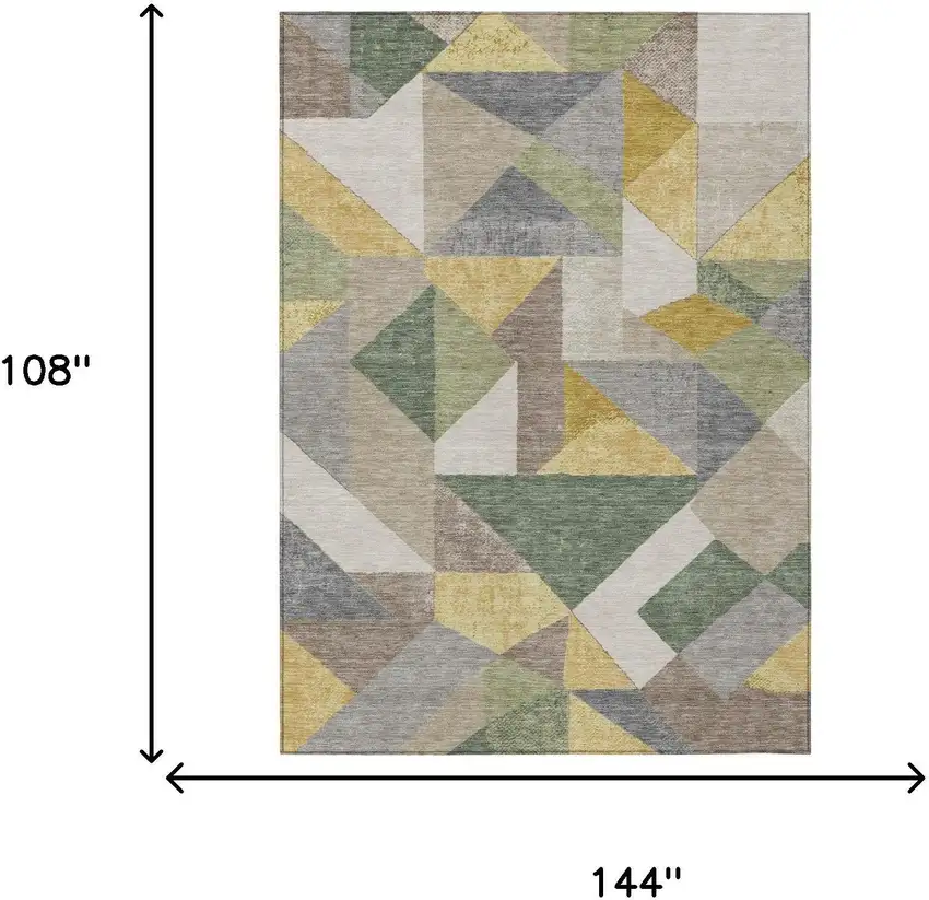 Linen And Ivory Geometric Washable Indoor Outdoor Area Rug Photo 6