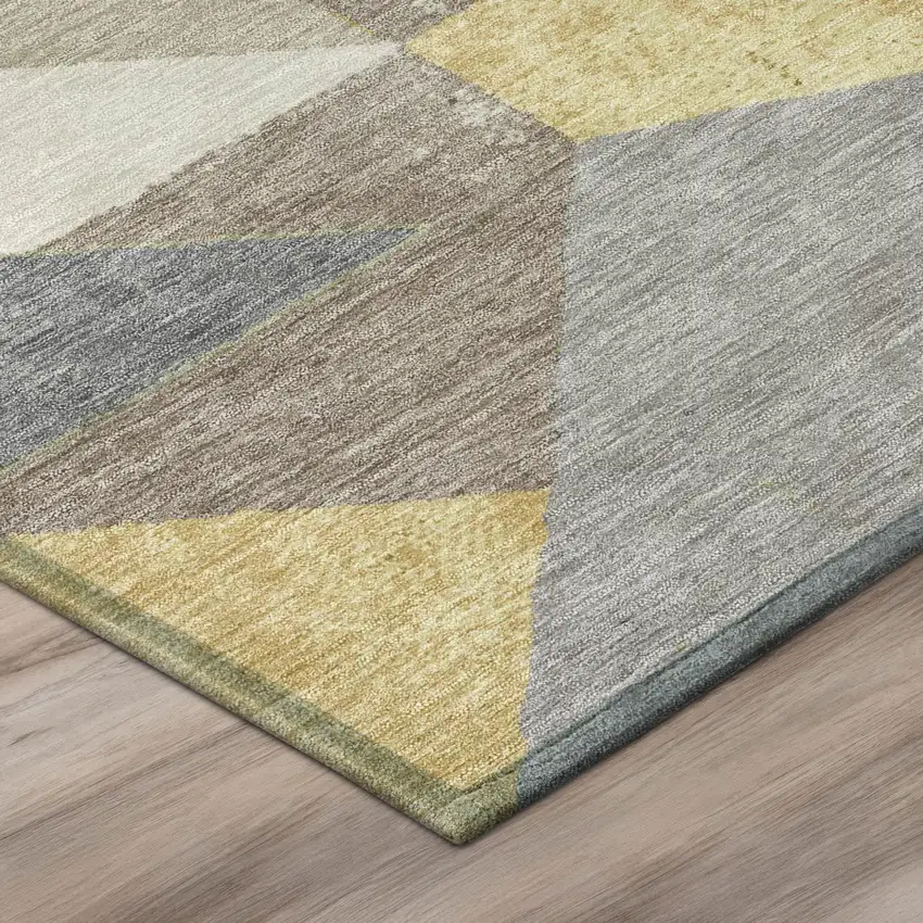 Linen And Ivory Geometric Washable Indoor Outdoor Area Rug Photo 4
