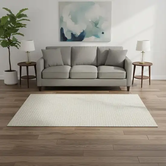 Linen And Ivory Houndstooth Washable Area Rug With UV Protection Photo 1