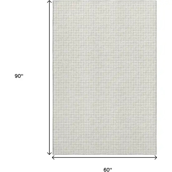 Linen And Ivory Houndstooth Washable Area Rug With UV Protection Photo 3