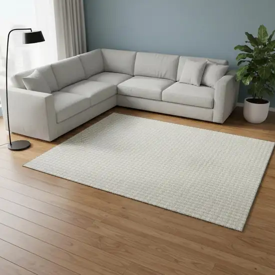 Linen And Ivory Houndstooth Washable Area Rug With UV Protection Photo 1