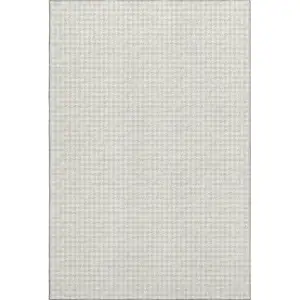 Photo of Linen And Ivory Houndstooth Washable Area Rug With UV Protection