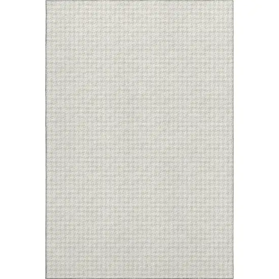 Linen And Ivory Houndstooth Washable Area Rug With UV Protection Photo 2