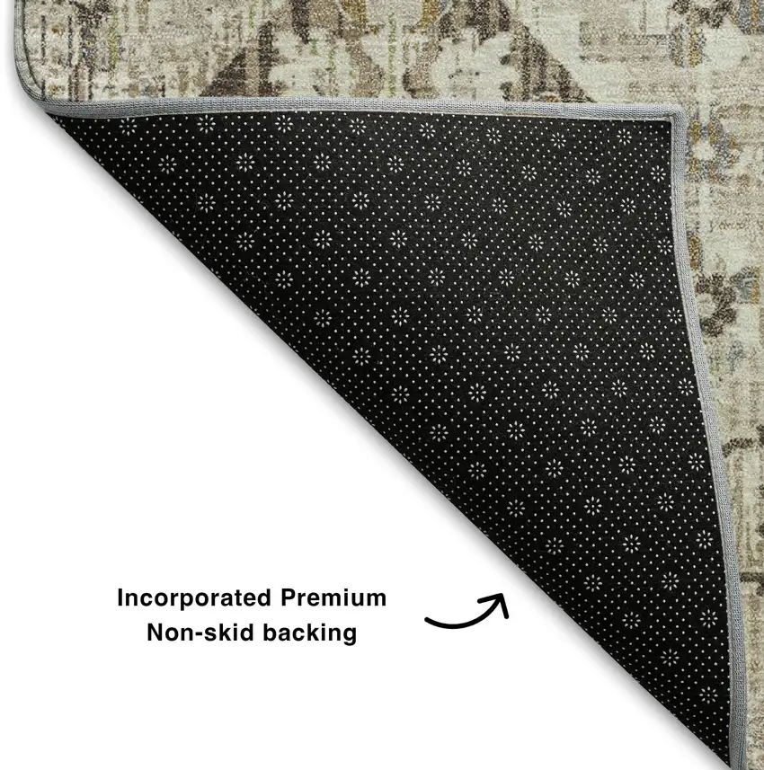 Linen And Ivory Oriental Washable Area Rug With UV Protection Photo 7